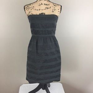 J Crew Rugby Stripe Ginny Strapless Dress, Gray, 6